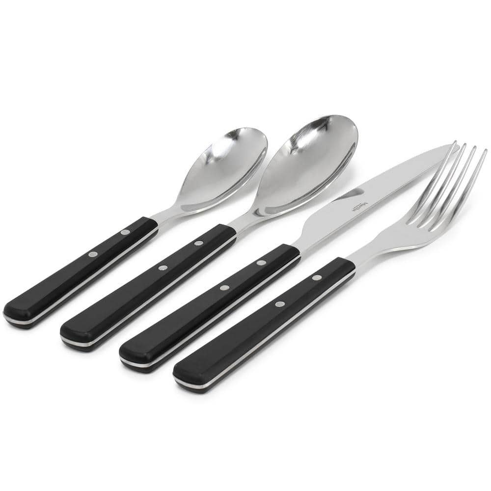 Garden Cottage 16-Piece 18/8 Stainless Steel Flatware Service Set For 4 in. Black - Hercitys
