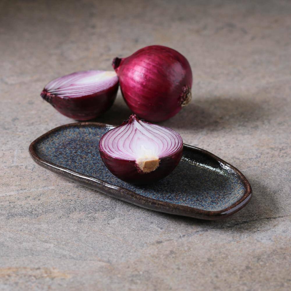 6.49 in. Titanium Dark Blue Stoneware Shallow Oval Platter Organic (Set of 4) - Hercitys