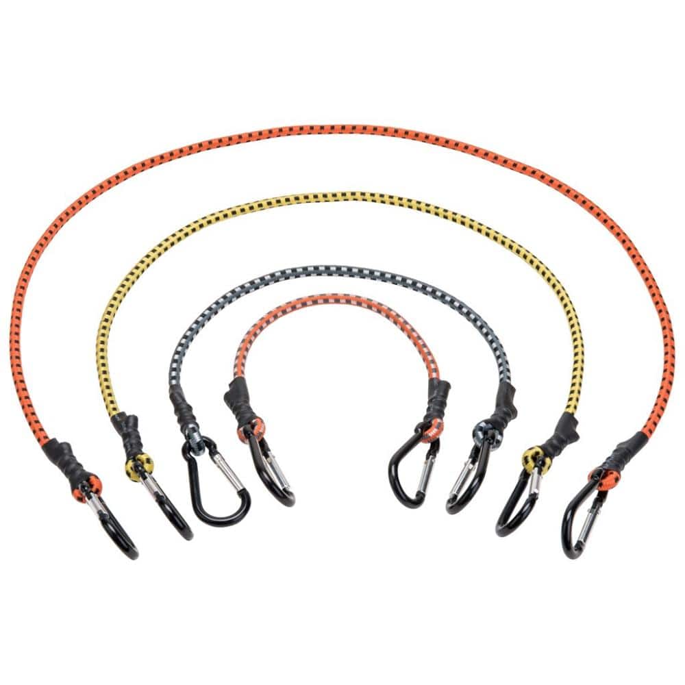 Assorted Sized Multi-Color Mini Bungee Cords with Carabiners (12 Pack) - Hercitys