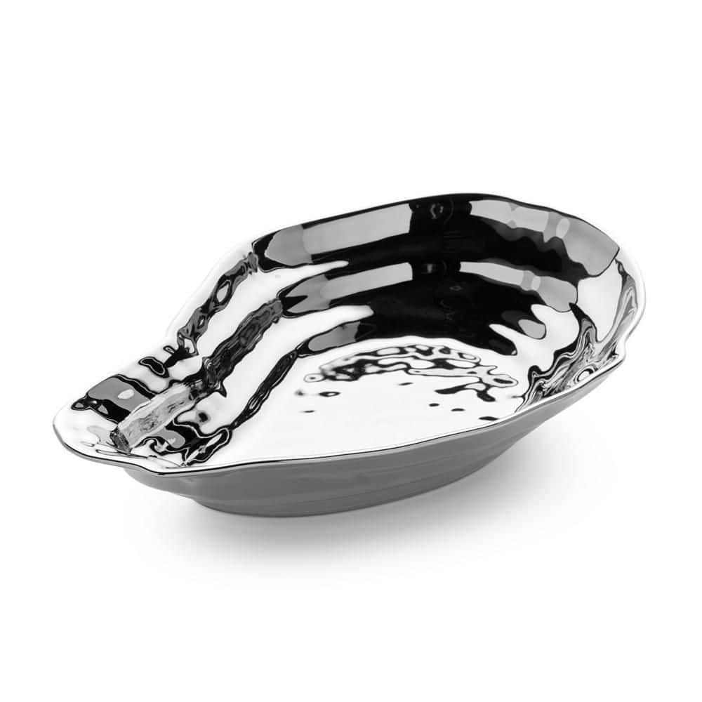 9 in. 48 fl. oz. Silver Plated Porcelain Serving Bowl - Hercitys
