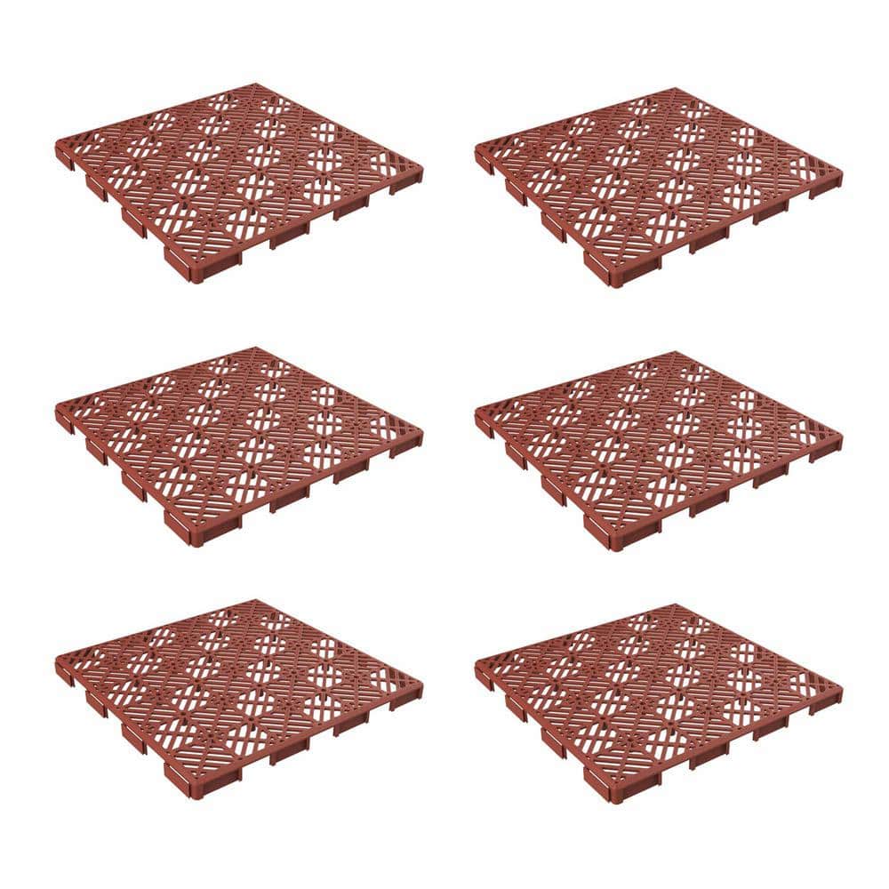 Terracotta 11.5 in. x 11.5 in. x 0.5 in. Polypropylene Flooring Tiles (12-per Case) (11 sq. ft.) - Hercitys