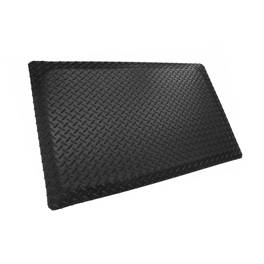 Black 2 ft. x 5 ft. x 1 in. Diamond Plate Anti-Fatigue Mat - Hercitys