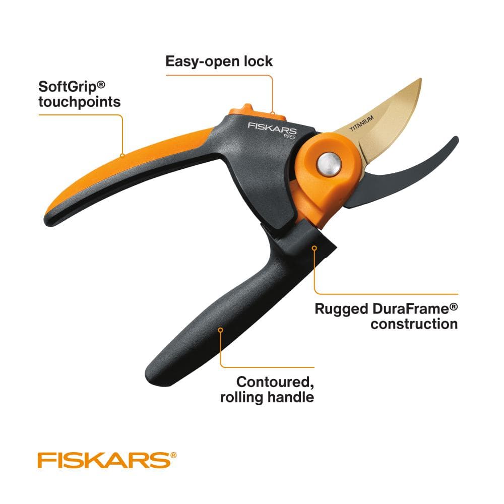 PowerGear2 3/4 in. Cut Capacity Titanium Coated Blade with SoftGrip Handle Bypass Hand Pruning Shears - Hercitys