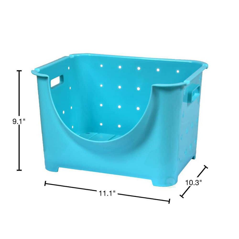Stackable Plastic Storage Container with Stacking Bin in Blue - Hercitys