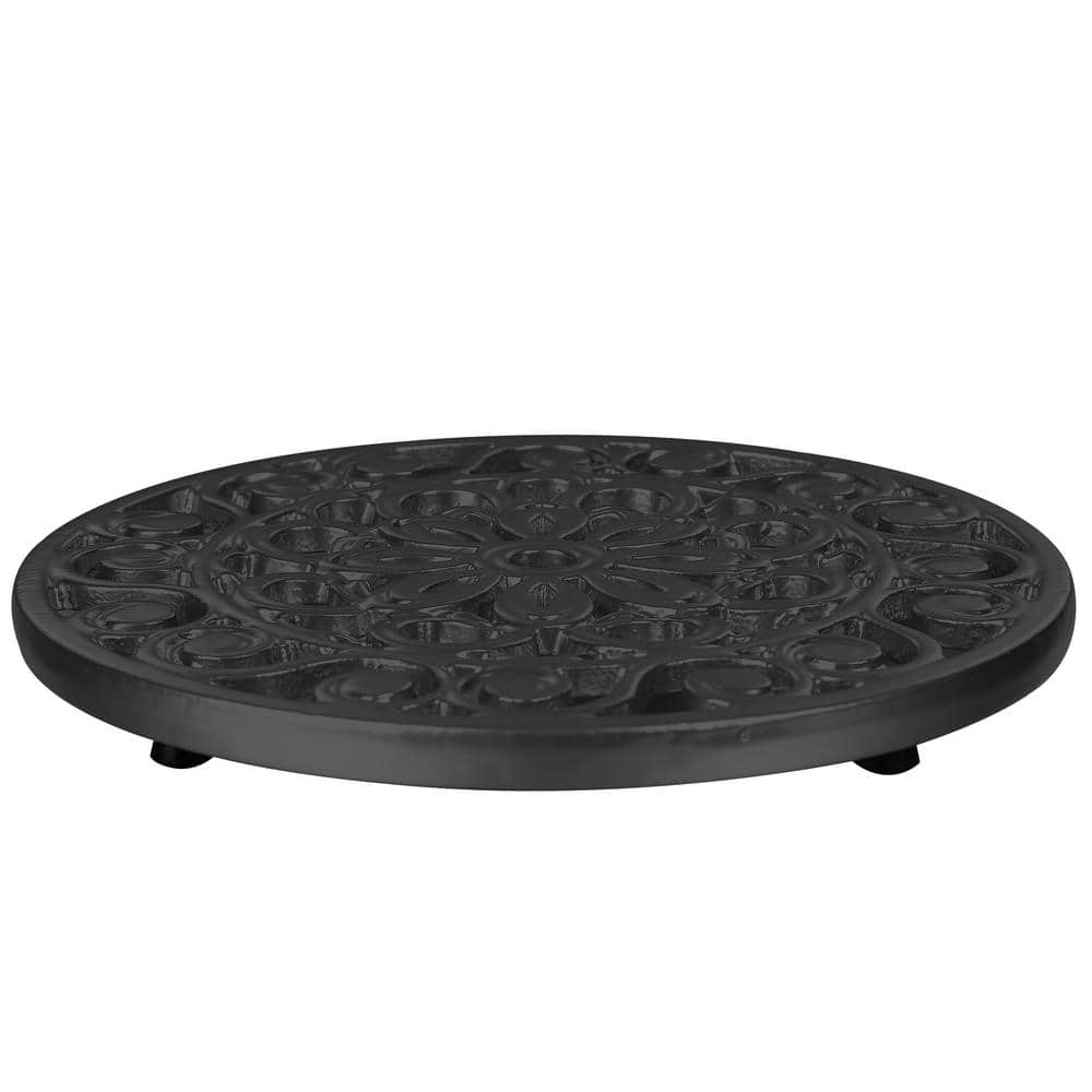 7.75 in. Decorative Cast Iron Metal Trivet (Black) - Hercitys