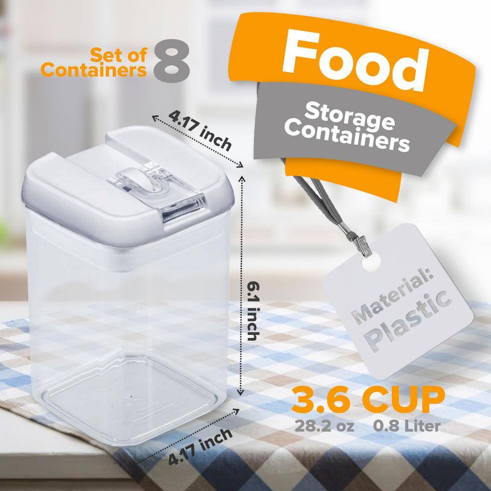 8 Piece Food Storsage Plastic Containers, .8L – White - Hercitys