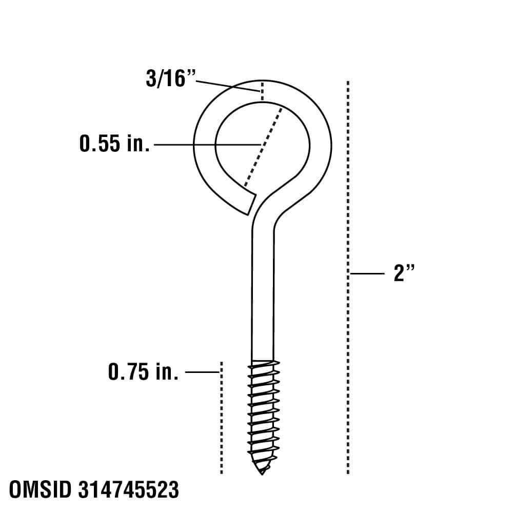 Screw Eye 3/16 in. x 2 in. Z CP - Hercitys