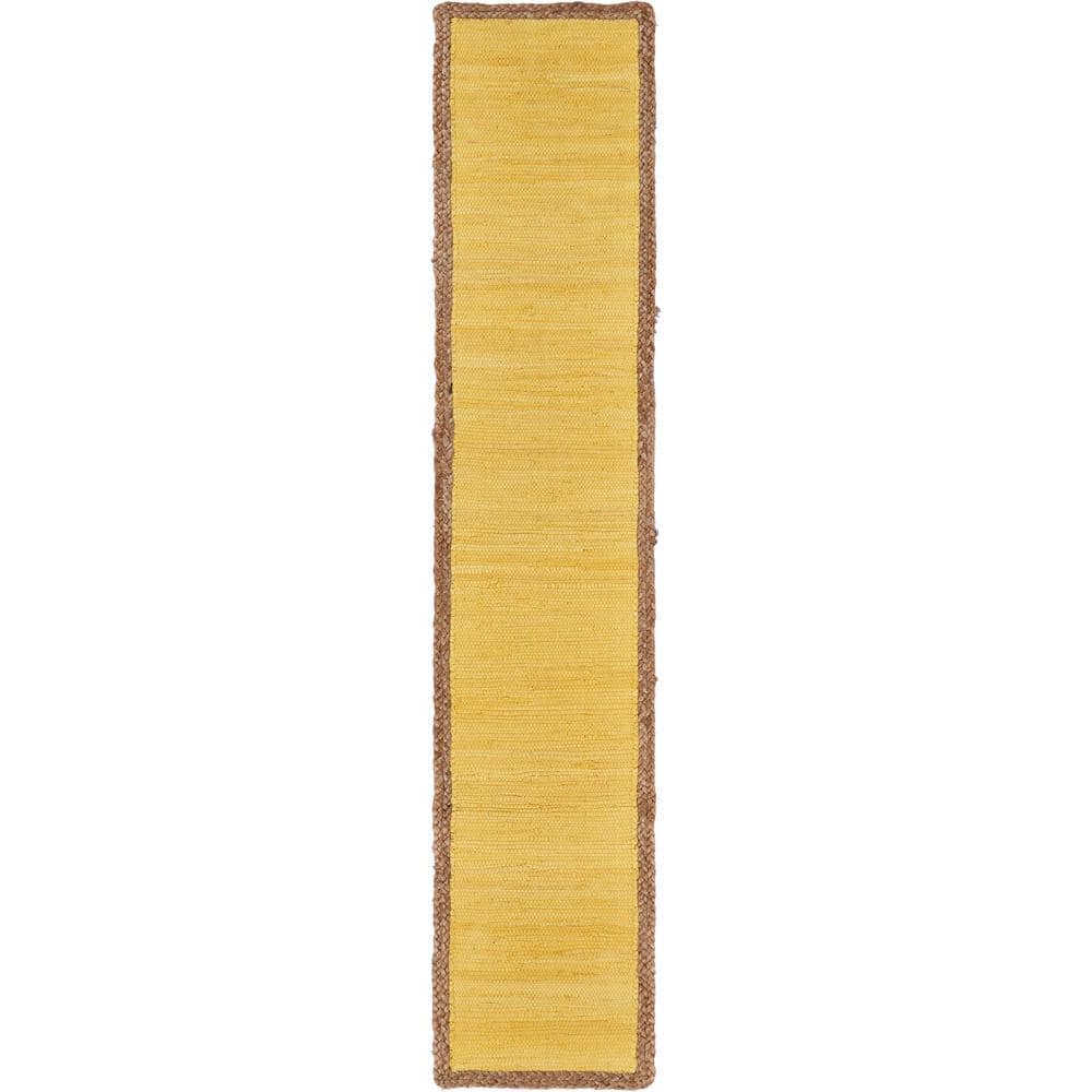 Sunny Day 14 in. W x 72 in. L Yellow Jute Border Table Runner - Hercitys