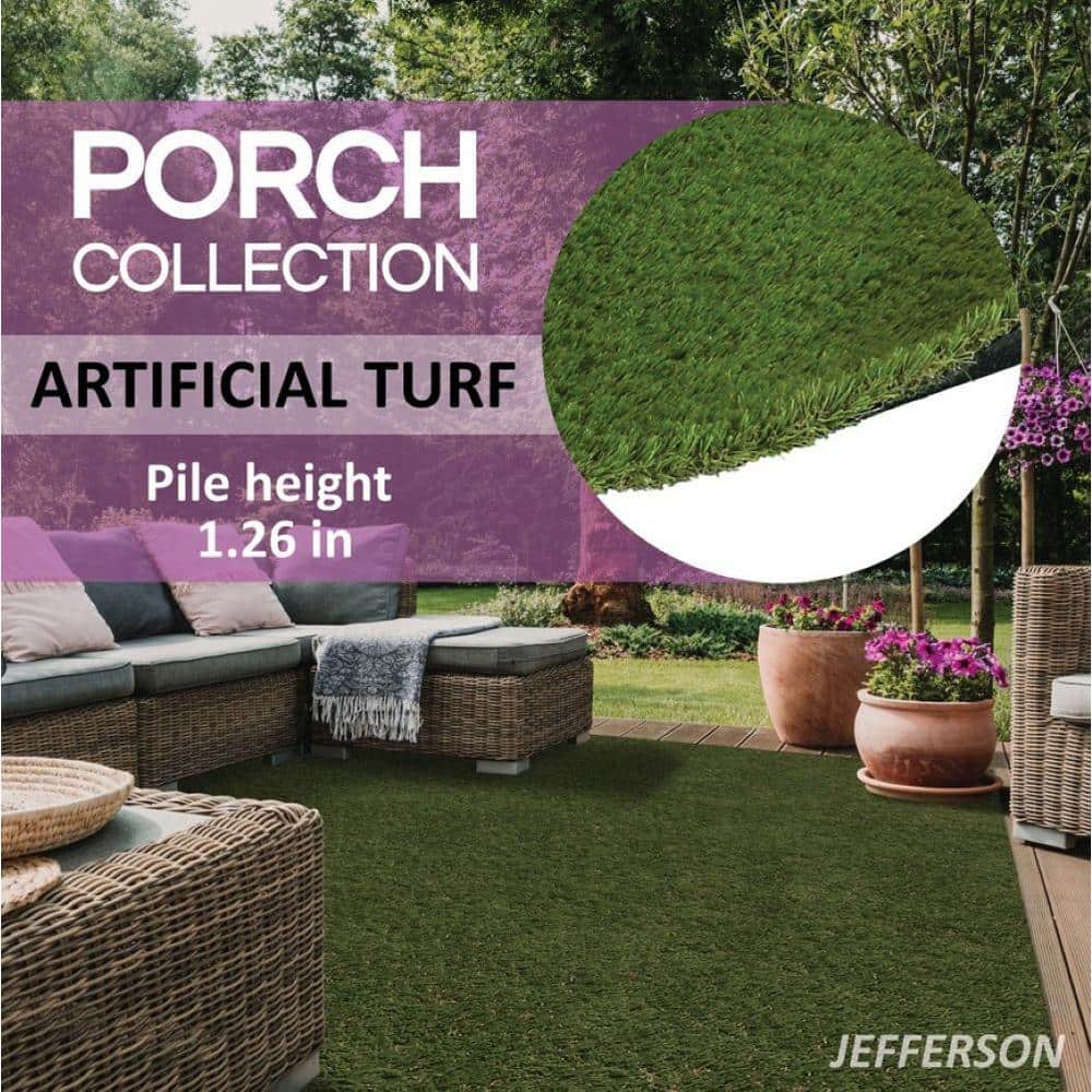 Jefferson 7.38 ft. x 8.76 ft. Green Artificial Grass - Hercitys