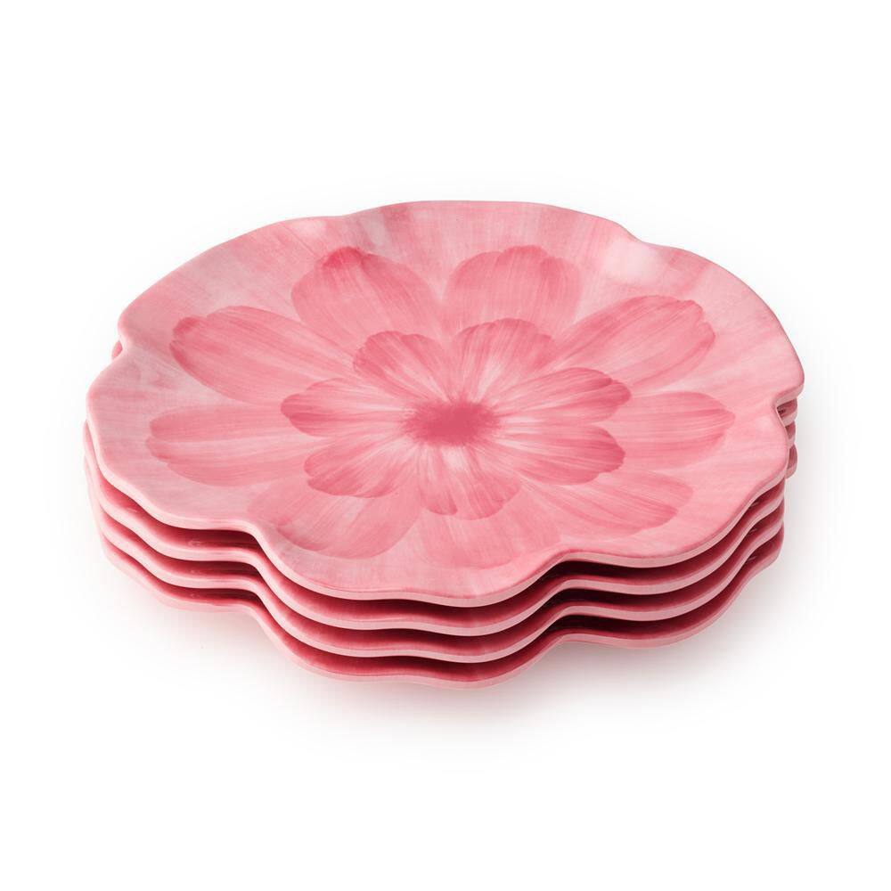 Wildflower Pink Multi-Colored 3-D Floral Salad Plate (Set of 4) - Hercitys