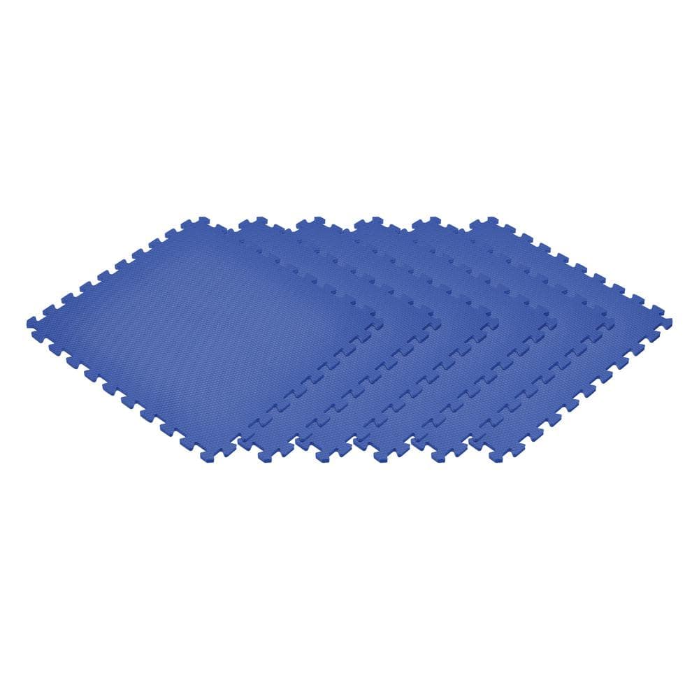 Blue 24 in. x 24 in. EVA Foam Non-Toxic Solid Color Interlocking Tiles (144 sq. ft. – 36 tiles) - Hercitys
