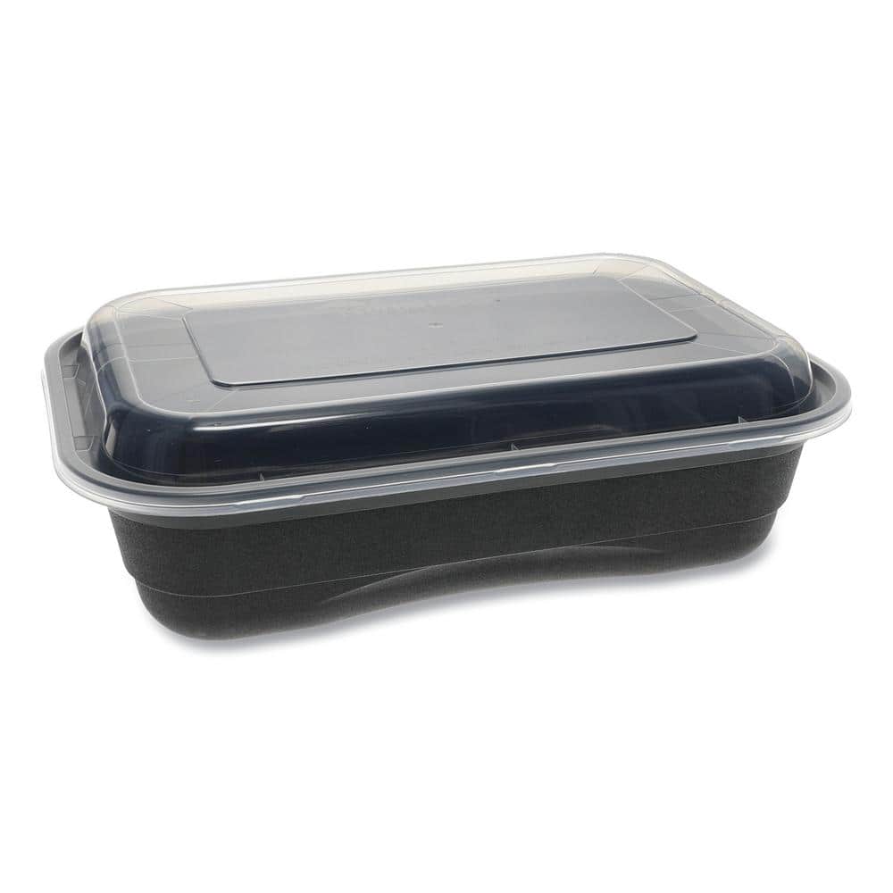 8.4 in. x 5.6 in. x 2 in. 36 oz. Black/Clear Earth Choice Versa2Go Microwaveable Containers (150-Carton) - Hercitys