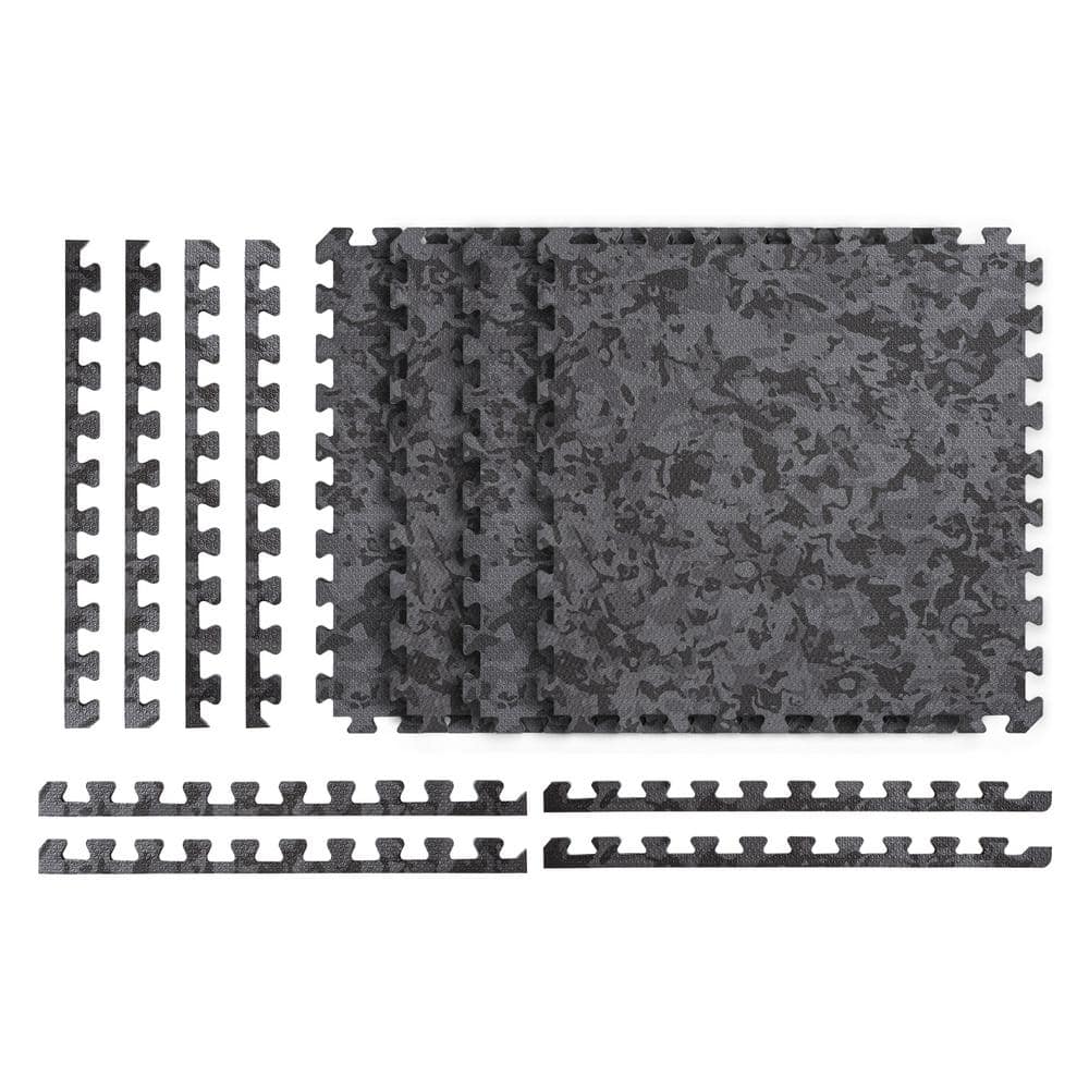 Gray Camo 25 in. x 25 in. x 0.55 in. Dual Sided Impact Foam Gym Tile (17.35 sq. ft.) - Hercitys