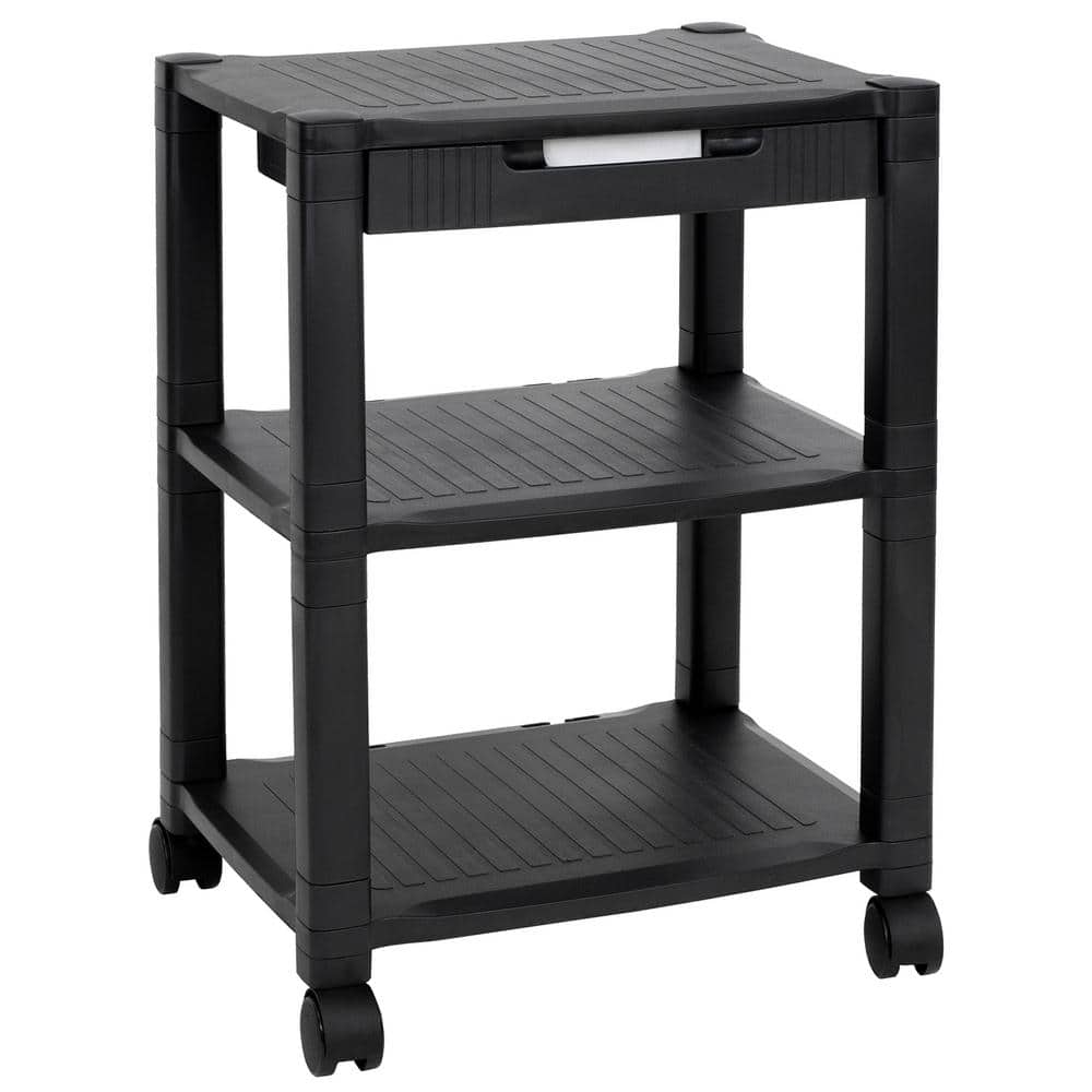 Mount-It! 17 in. ., Triple Shelf Black Printer Computer Cart for Under Desk - Hercitys