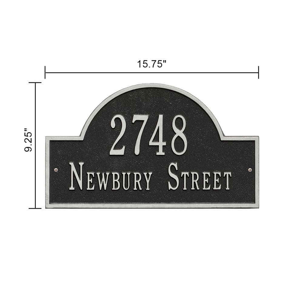 Arch Marker Standard Black/Silver Wall 2-Line Address Plaque - Hercitys