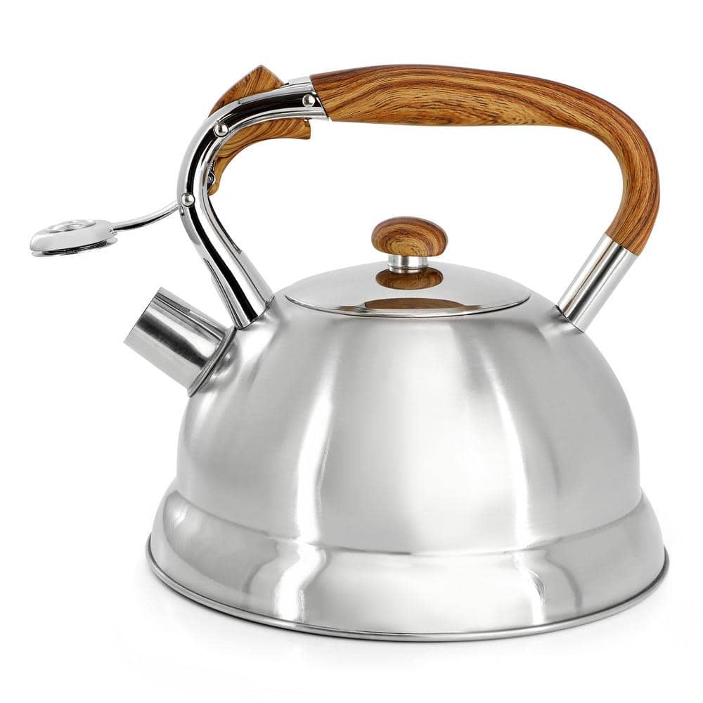Woodmont 8-Cup Stainless Steel Stovetop Whistling Tea Kettle in Silver - Hercitys