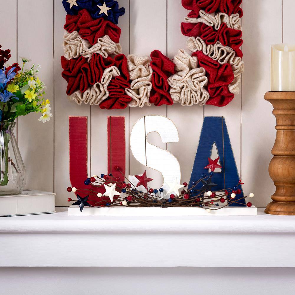 9.75 in. H Patriotic Wooden Table Decor - Hercitys