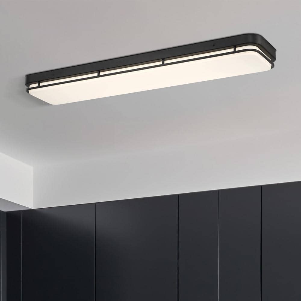 Noble 46 in. Contemporary Matte Black Selectable CCT Integrated LED Flush Mount for Kitchens - Hercitys