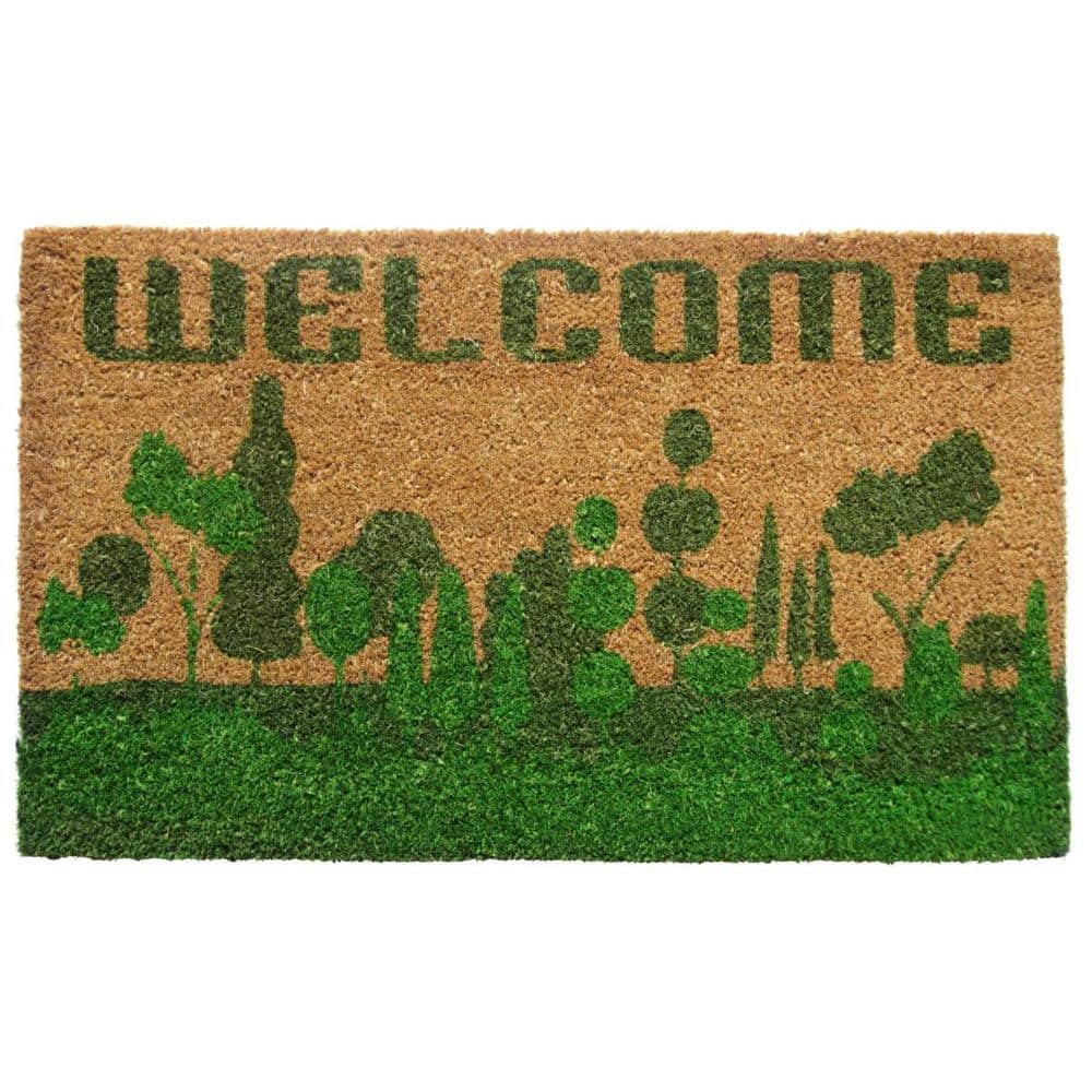 Multi-Colored 30 in. x 18 in. Coir Non-Slip Indoor/Outdoor Door Mat - Hercitys