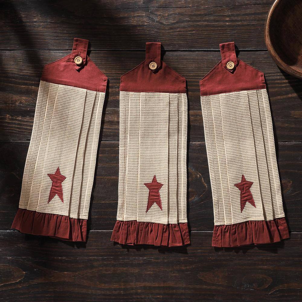 Connell Browns/Tans Star Button Loop Cotton Blend Kitchen Tea Towel Set (Set of 3) - Hercitys