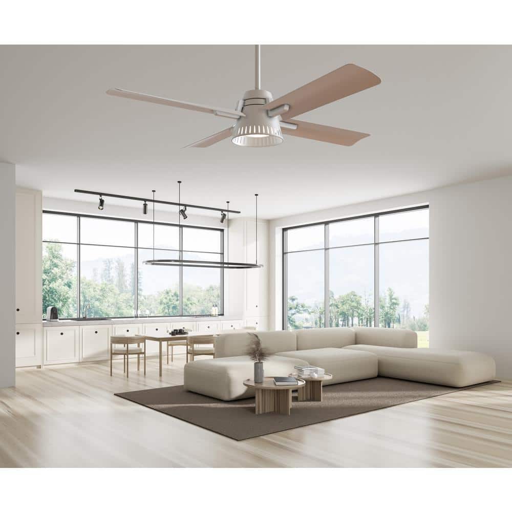 Thelbridge 52 in. Indoor/Outdoor Matte White Ceiling Fan with Adjustable White Integrated LED with Remote Included - Hercitys