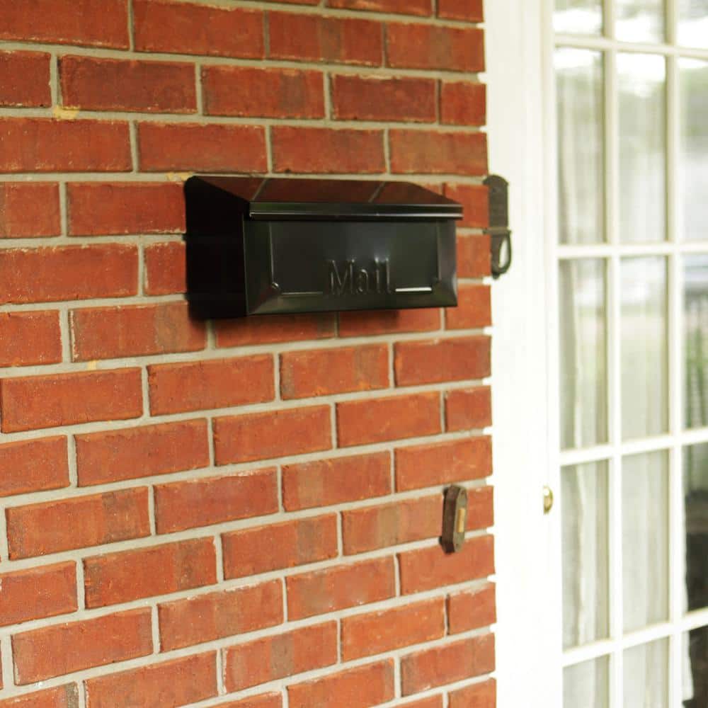 Townhouse Black, Small, Galvanized Steel, Horizontal, Wall Mount Mailbox - Hercitys