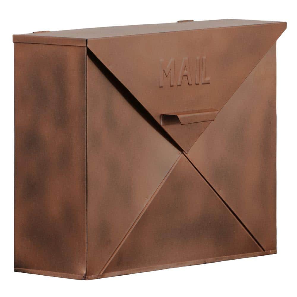 Spacious Brown Copper Metal Wall Mounted Mailbox - Hercitys