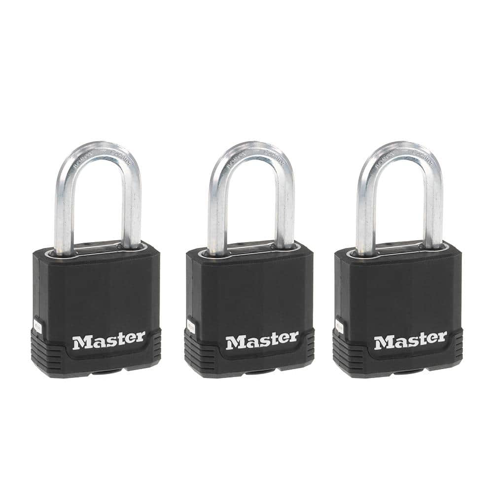 Heavy Duty Outdoor Covered Padlock with Key, 1-7/8 in. Wide, 1-1/2 in. Shackle, 3 Pack - Hercitys