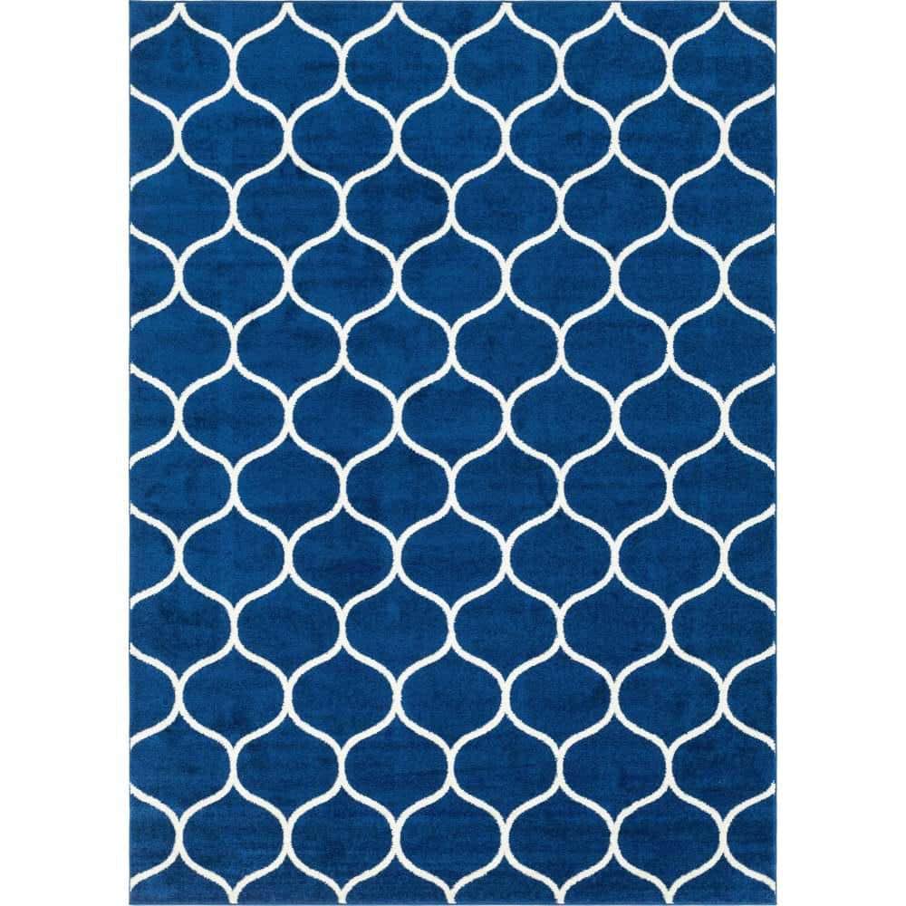 Trellis Frieze Rounded Navy Blue 9′ 0 x 12′ 0 Area Rug - Hercitys