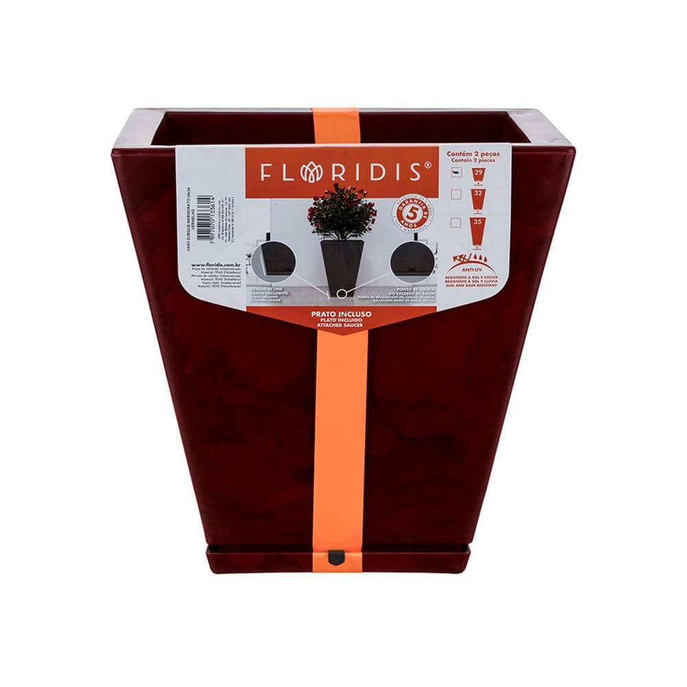 Zurique Small Red Marble Effect Plastic Resin Indoor and Outdoor Planter Bowl - Hercitys