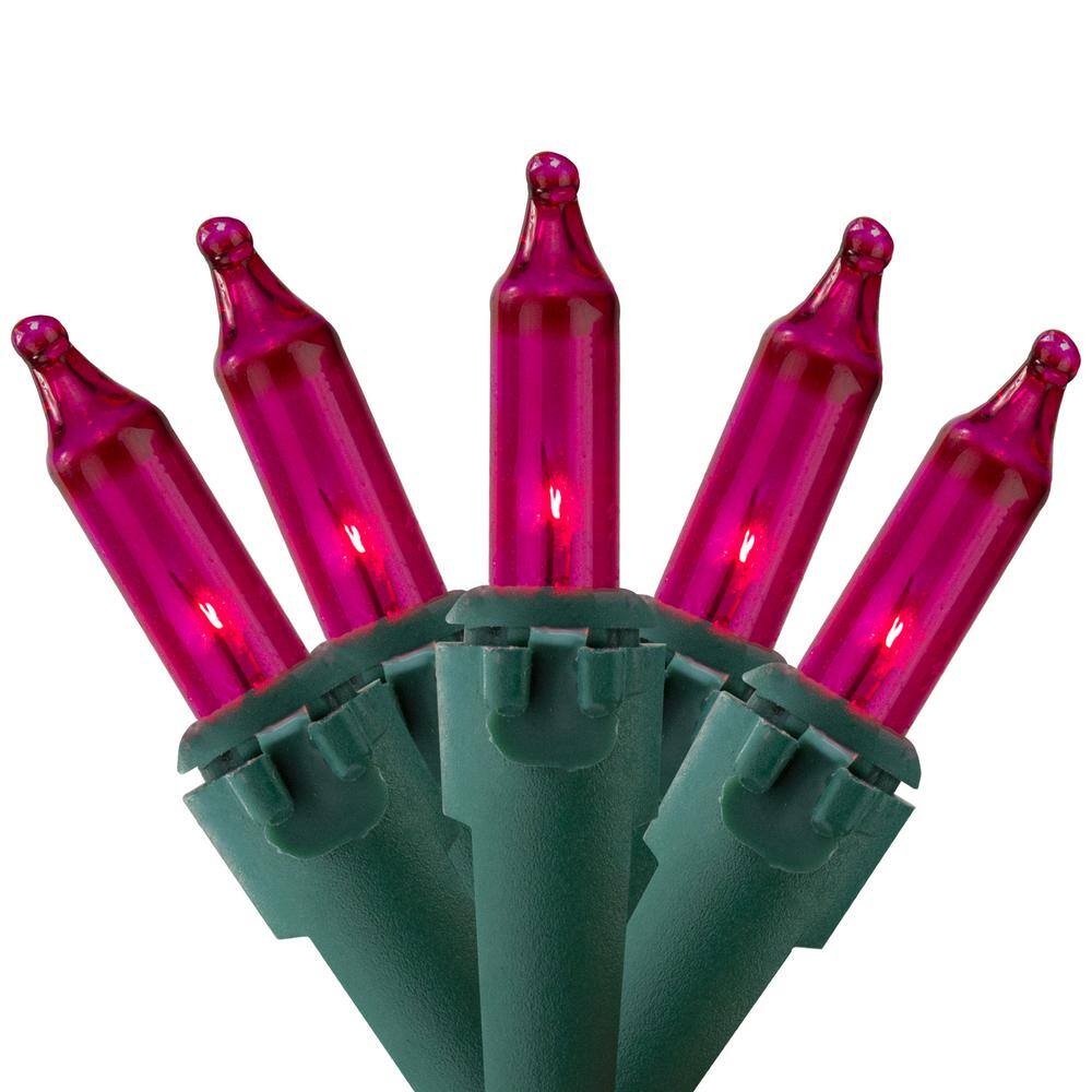 Set of 100 Pink Mini Christmas Lights 2.5 in. Spacing with Green Wire - Hercitys