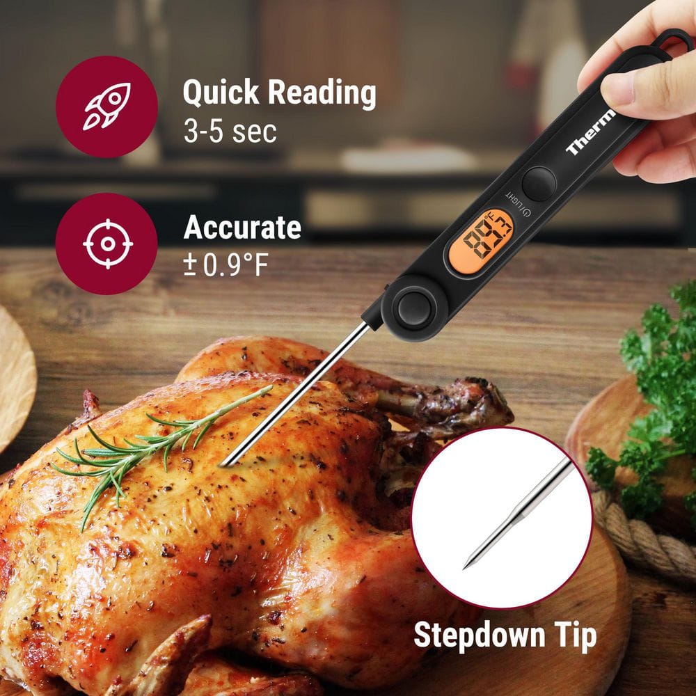 Black Digital Instant Read Meat Thermometer Food Candy Cooking Kitchen Thermometer - Hercitys