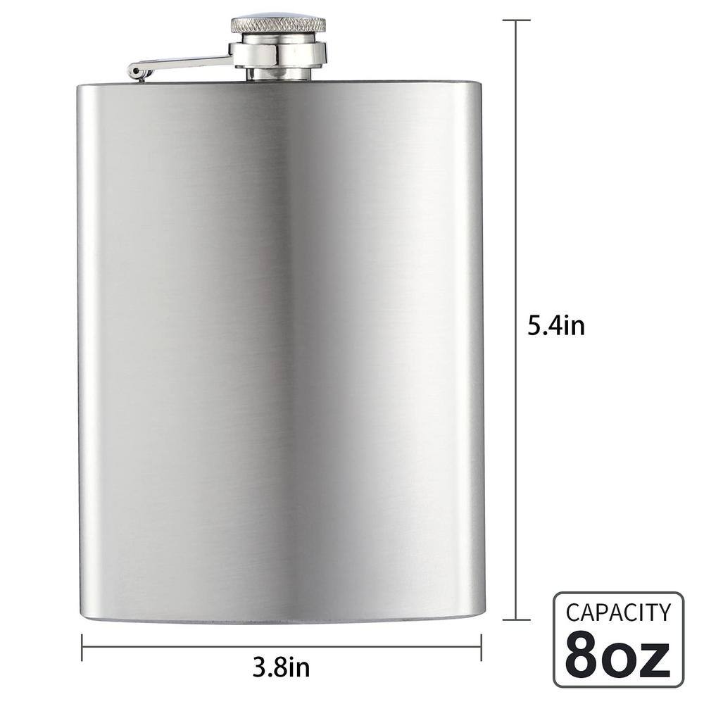 8 Oz. Silver Stainless Steel Hip Liquor Flask with Funnels for Men and Women (12-Pack) - Hercitys