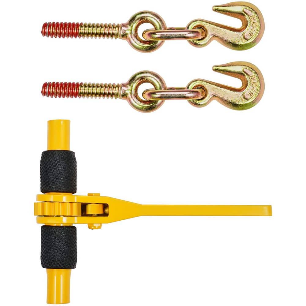 Ratchet Chain Binders, 1/4 in.-5/16 in. 2600 lbs. Safe Working Load, 2-Pack Load Binder with 2 Grab Hooks, Tie Downs - Hercitys