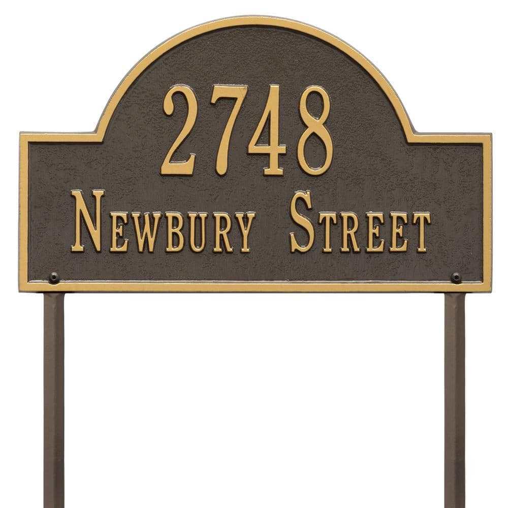 Arch Marker Standard Bronze/Gold Lawn 2-Line Address Plaque - Hercitys
