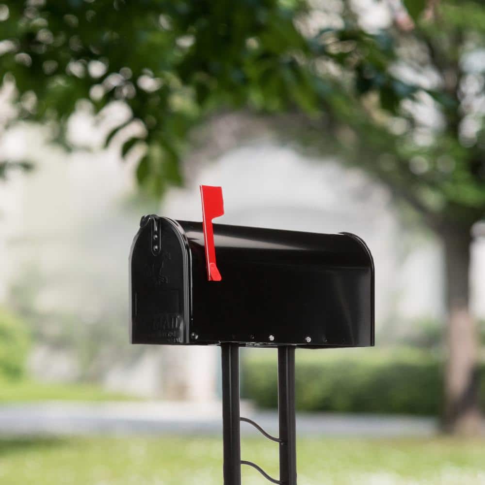 Contemporary, Mailbox To Go Black, Medium, Steel, Mailbox and Post Kit - Hercitys