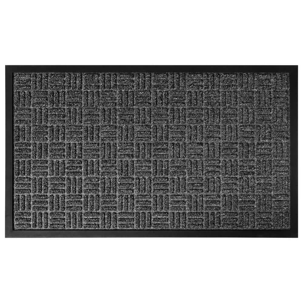 Evideco Outdoor Front Door Mat Checkerboard Yvan Polypropylene Rubber Rug 16 in. x 24 in. Grey - Hercitys