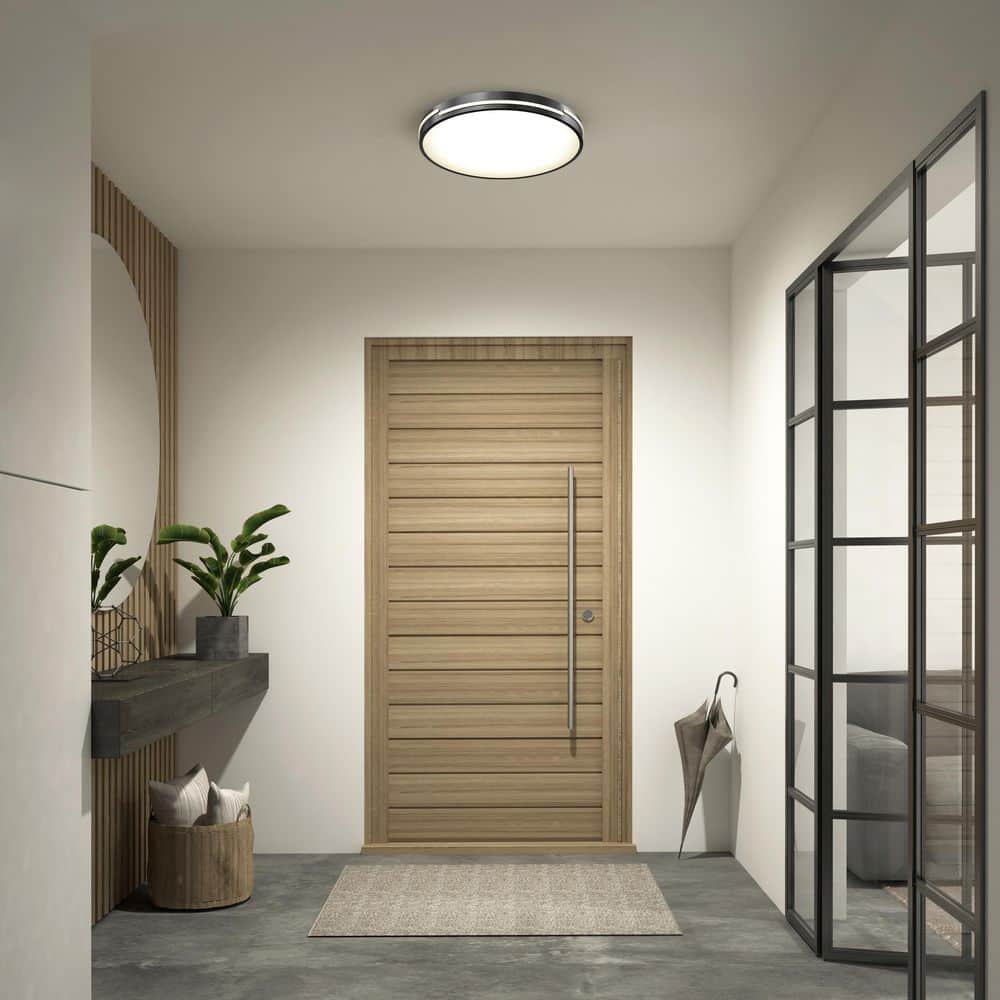 Delray 15 in. 1-Light Modern Black Integrated LED 5 CCT Flush Mount Ceiling Light Fixture for Kitchen or Bedroom - Hercitys