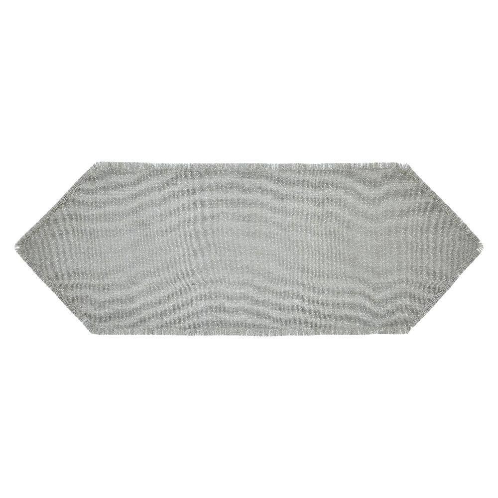 Yuletide 12 in. W x 36 in. H Dove Gray Silver Seasonal Snowflake Cotton Burlap Table Runner - Hercitys