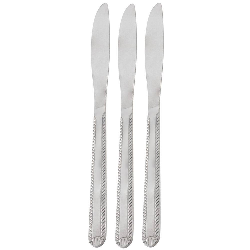 Tustin 3 Piece Stainless Steel Dinner Knife Flatware Set in Silver - Hercitys