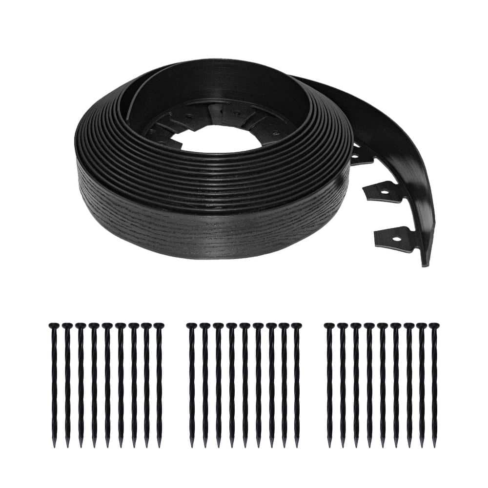 Tall Wall 60 ft. x 2.5 in. Black Plastic No-Dig Landscape Edging Kit - Hercitys
