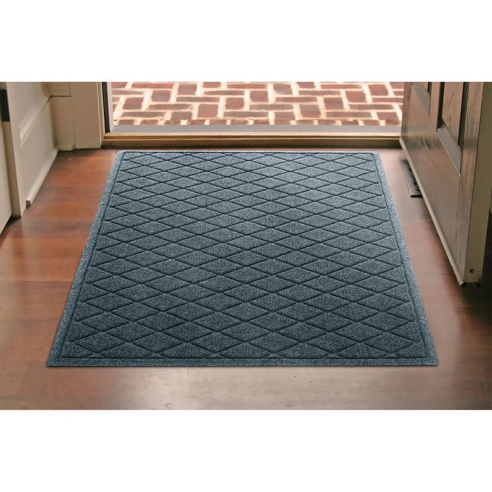 Waterhog Argyle Bluestone 34 in. x 52 in. PET Polyester Indoor Outdoor Door Mat - Hercitys