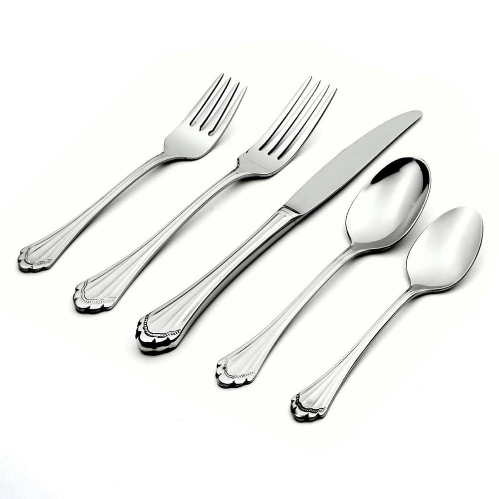 Marquette 5-Piece Silver 18/8-Stainless Steel Flatware Set (Service For 1) - Hercitys