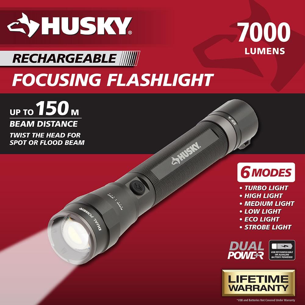 7000-Lumens Dual Power LED Rechargeable Tactical Focusing Handheld Flashlight - Hercitys
