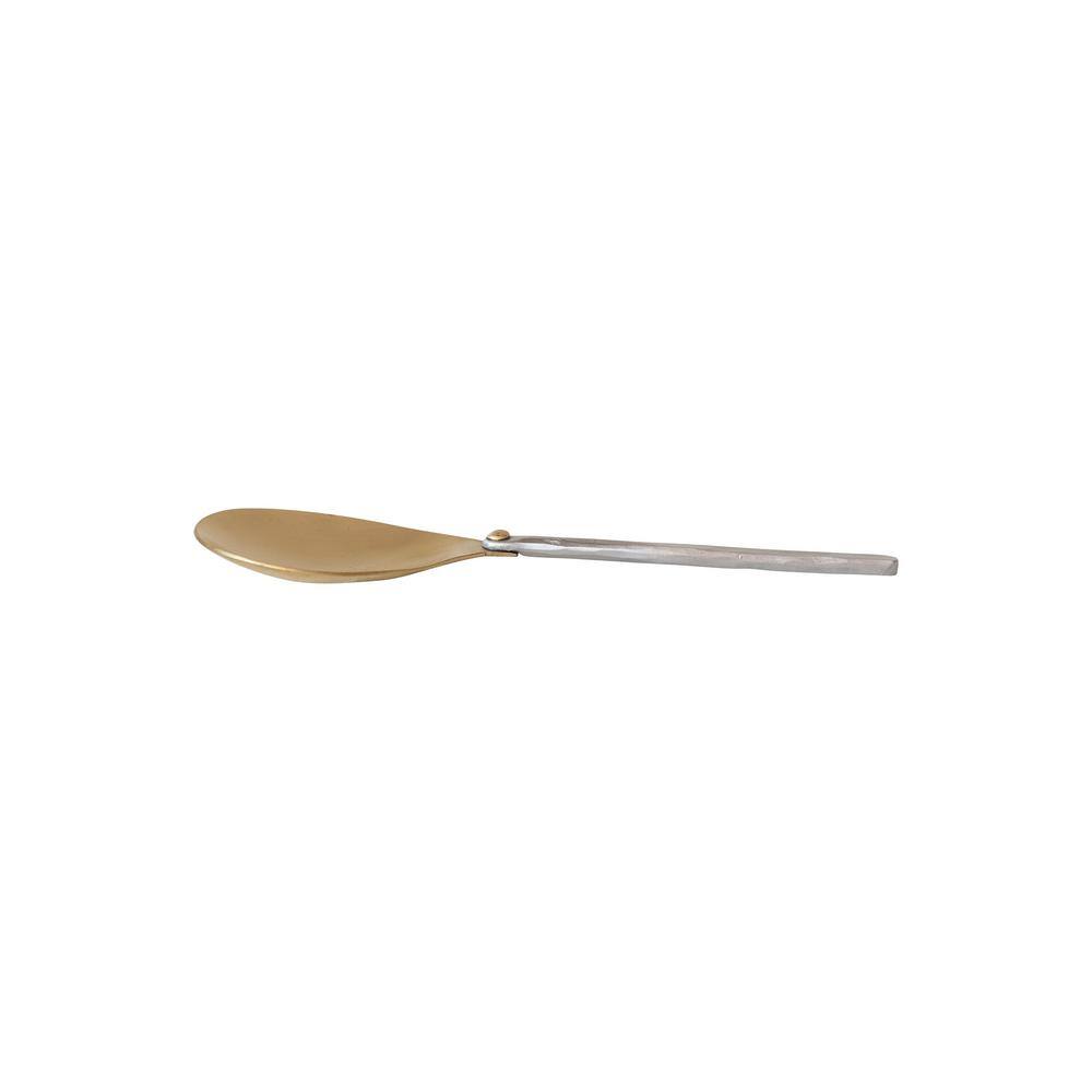 Gold Brass Serving Spoon with Hammered Aluminum Handle - Hercitys