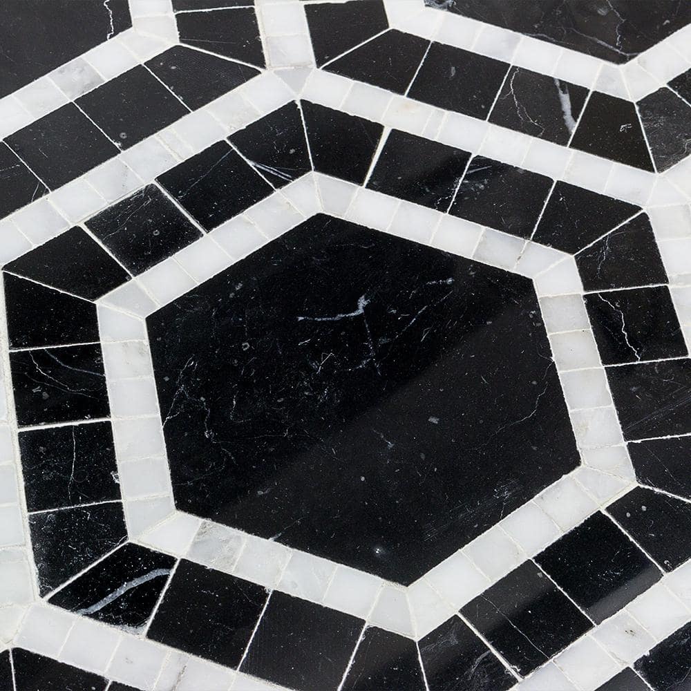 Zeta Nero 10-3/4 in. x 12-1/4 in. Polished Marble Mosaic Tile (0.91 sq. ft./ sheet) - Hercitys