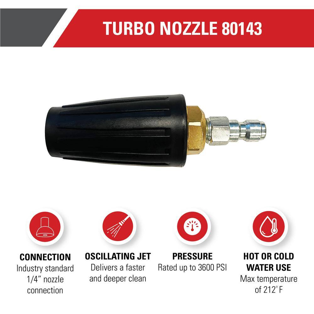 Universal Turbo Nozzle with QC Connections for Hot/Cold Water 3600 PSI Pressure Washers - Hercitys