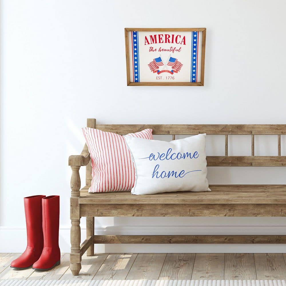 America the Beautiful Patriotic Framed Wall Sign-15.75 in. - Hercitys