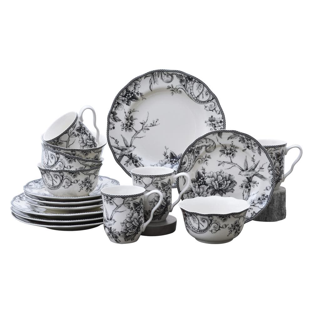 Adelaide 16-Piece Black Porcelain Dinnerware Set - Hercitys