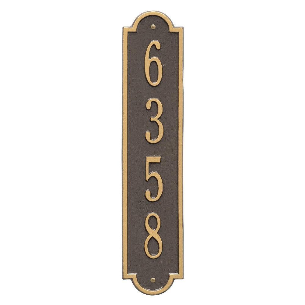 Richmond Standard Rectangular Bronze/Gold Wall 1-Line Vertical Address Plaque - Hercitys